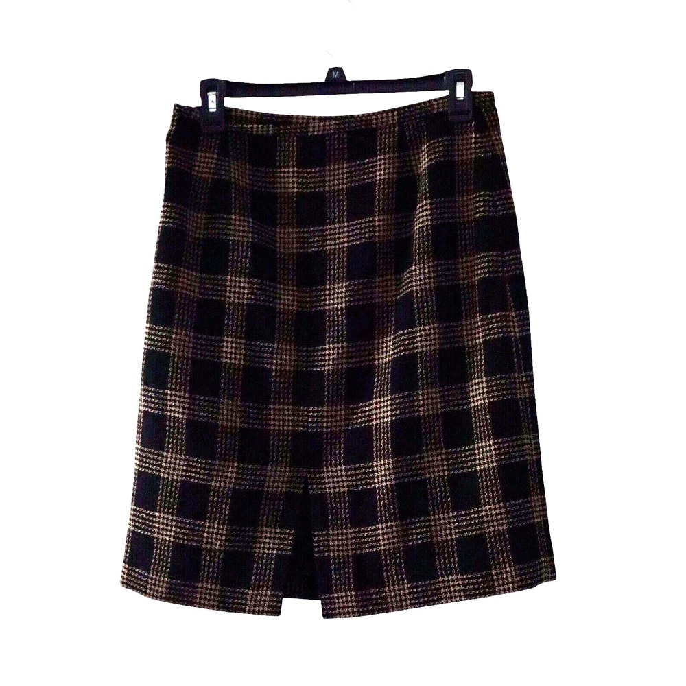 Ann Taylor Women's Checkered Mini Skirt Wool Blend Dark Academia Preppy Sz 6P